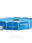 Бассейн каркасный Intex Metal Frame, 366х76 см, для дачи и сада, детский и взрослый, синий
