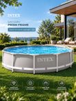 Бассейн каркасный Intex Prism Frame, 366х76 см, детский и взрослый, для дачи и сада, серый