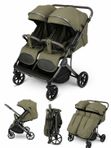 Детская коляска для двойни с перекидной ручкой Luxmom 020 цвет Армейский зеленый