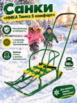 Санки детские NIKA "Тимка 5 Комфорт" Т5К зеленые, с ручкой-толкателем, спинкой, ремнем безопасности и колесами, металлические, до 25 кг