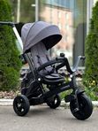 Трехколесный велосипед с родительской ручкой и поворотным сиденьем Luxmom 3001, Серый + подстаканник и сумка