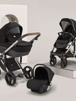 Коляска 3 в 1 Luxmom F5: Люлька + Прогулочный блок + Автокресло, черная