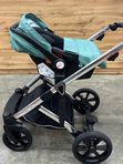 Коляска-трансформер детская Luxmom 570 3B1 (эко-кожа) с автолюлькой ,зеленый