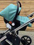 Коляска-трансформер детская Luxmom 570 3B1 (эко-кожа) с автолюлькой ,зеленый