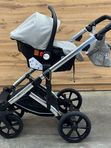Коляска-трансформер детская Luxmom 570 3B1 (эко-кожа) с автолюлькой ,хаки