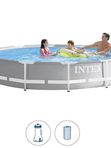 Бассейн каркасный Intex Prism Frame, 366х76 см, серый, с фильтр-насосом в комплекте, для дачи и сада