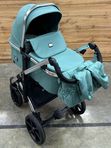 Коляска-трансформер детская Luxmom 570 3B1 (эко-кожа) с автолюлькой ,зеленый