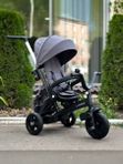 Трехколесный велосипед с родительской ручкой и поворотным сиденьем Luxmom 3001, Серый + подстаканник и сумка