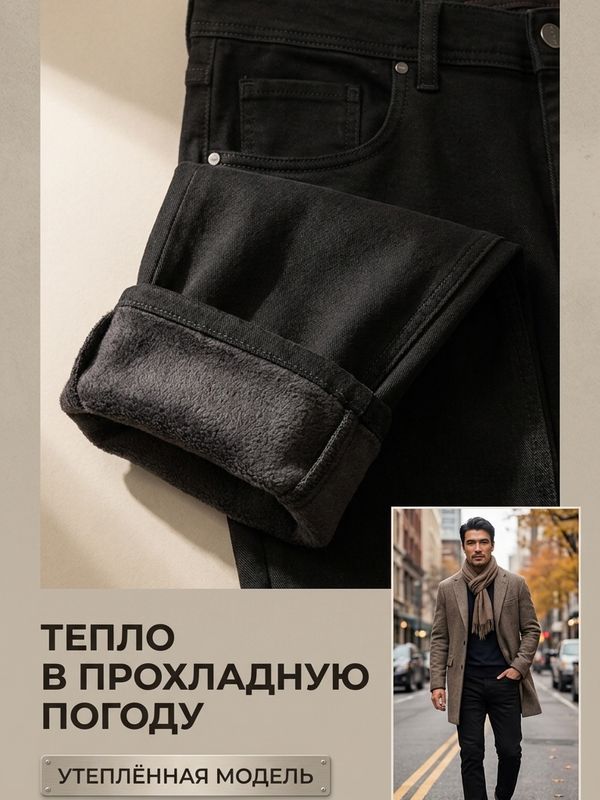 Брюки джинсовые утепленные