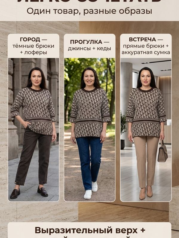Туника трикотажная 3/4 рукав