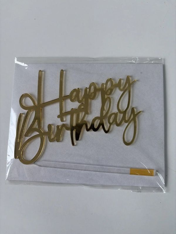 Топпер Happy Birthday золото и серебро
