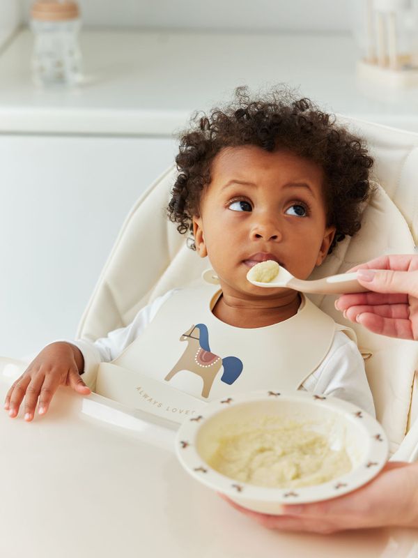 15071 Набор ложка вилка (cream and light brown) Happy Baby (12мес+) распродажа