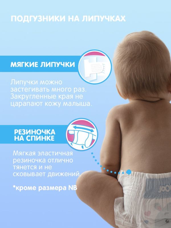 JOONIES Premium Soft Подгузники, размер S (3-6 кг) 64 шт. *