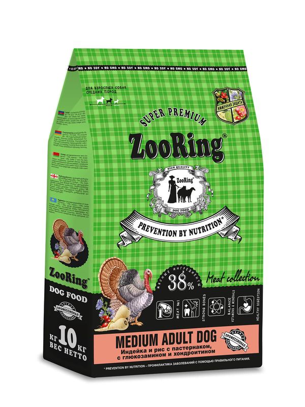 Medium Adult Dog Индейка и рис с пастернаком с глюкозамином и хондроитином