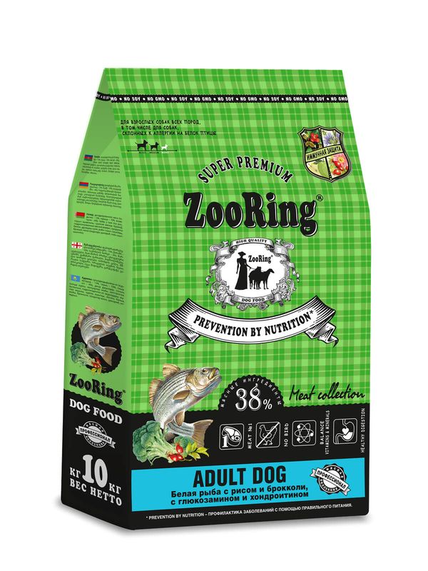 Adult Dog Белая Рыба с рисом и брокколи с глюкозамином и хондроитином