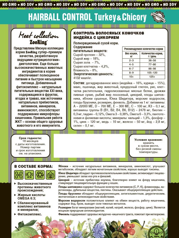 HAIRBALL CONTROL TURKEY&CHICORY Индейка с цикорием