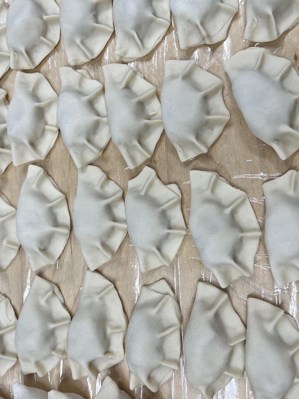 Вареники с картофельными хлопьями и грибами