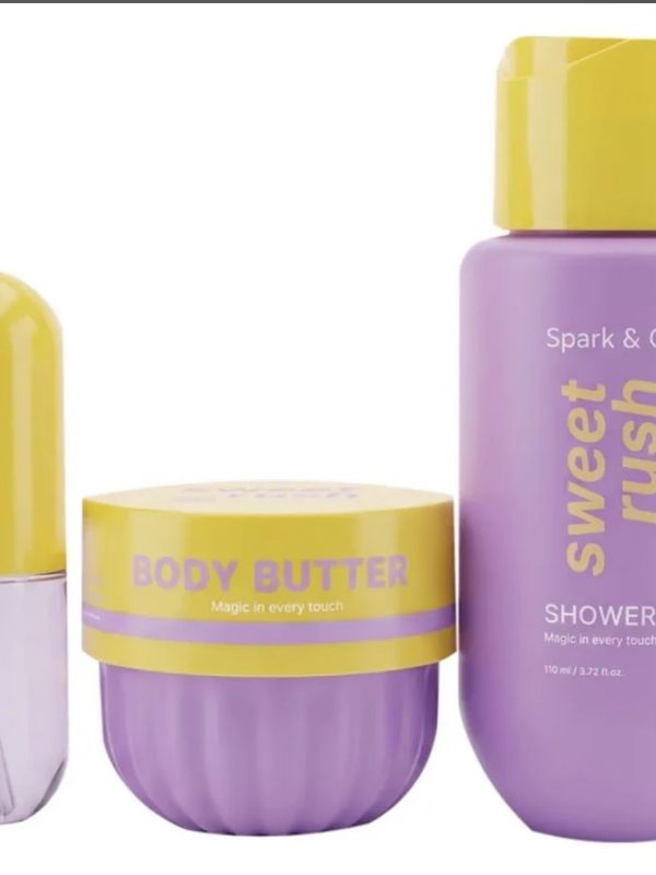 Набор для тела Body Travel Set Purple Toffee (баттер для тела 50мл + гель для душа 110мл + мист для тела и волос 35мл)