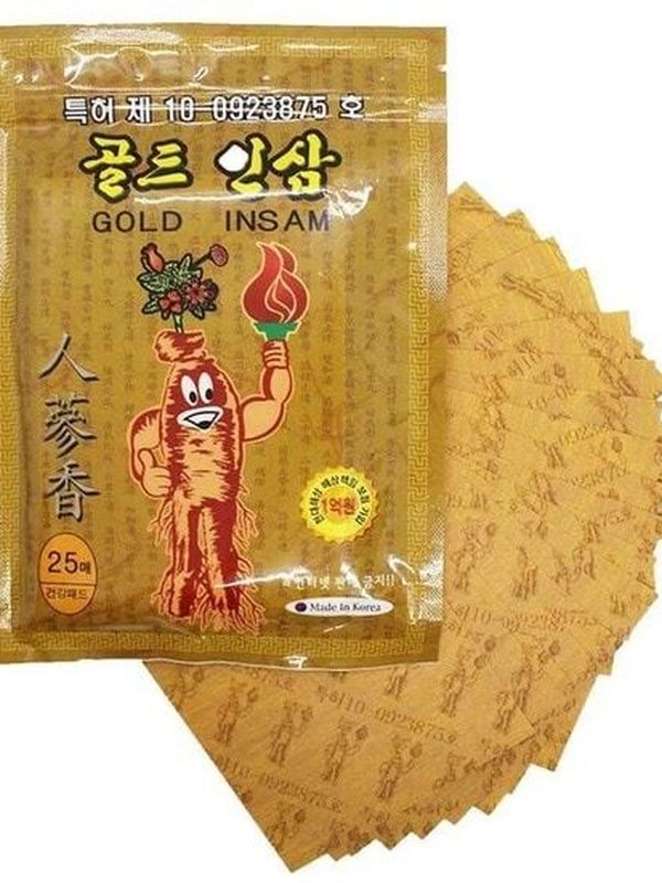 Противовоспалительный обезбаливающий пластырь с женьшенем Korean Gold Insam Pad, 25 листов