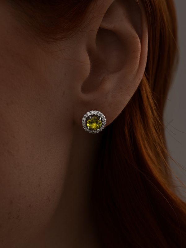 Серьги из серебра с хризолитами