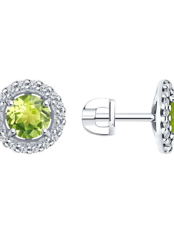 Серьги из серебра с хризолитами