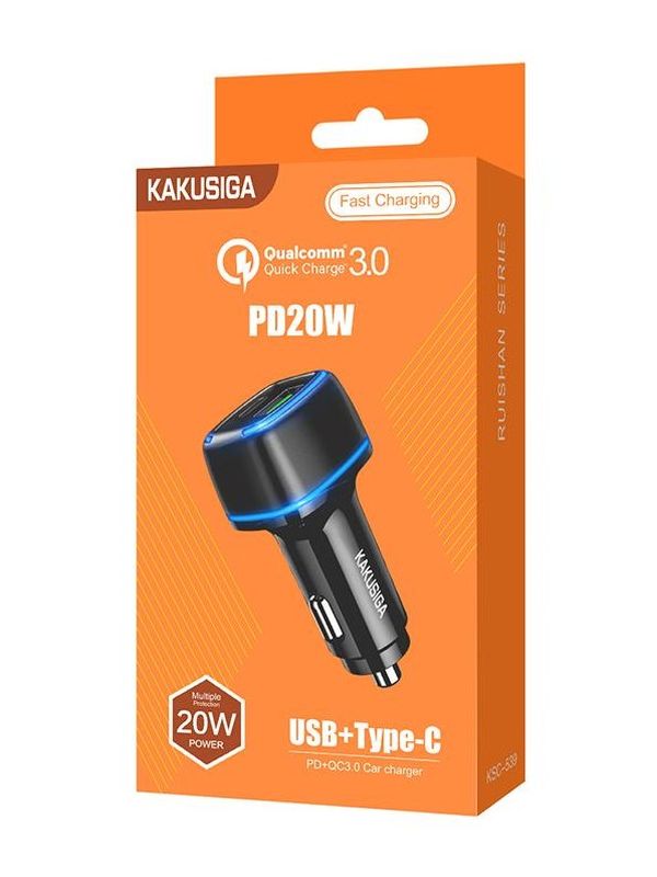 Автомобильная зарядка Kakusiga KSC-539 PD20W+QC3.0 3А черное