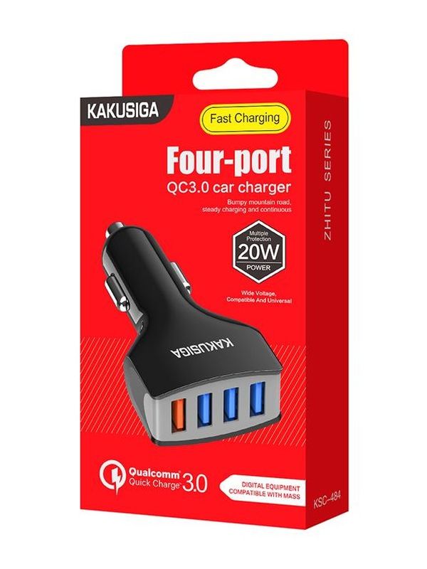 Автомобильная зарядка Kakusiga KSC-484 QC3.0 3А черное