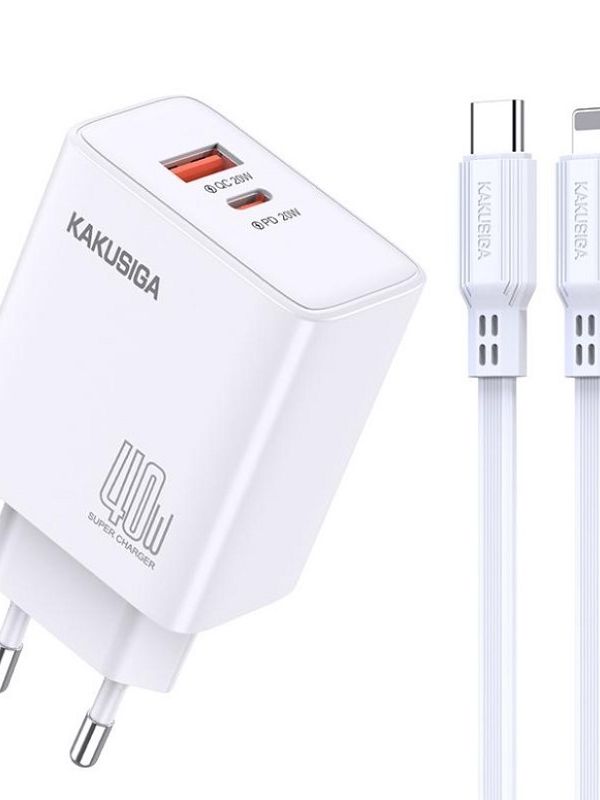Зарядное устройство Kakusiga KSC-937 PD40W+QC3.0 3А с Lightning белое