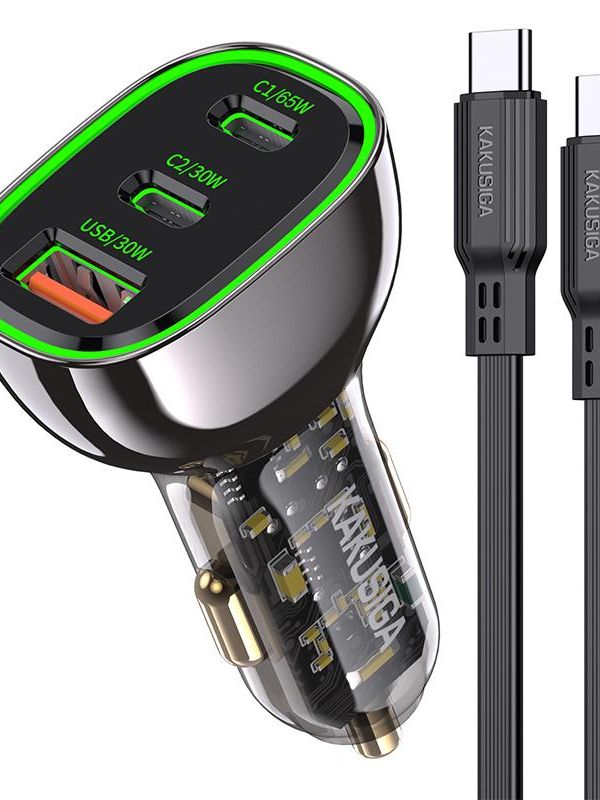 Автомобильная зарядка Kakusiga KSC-1057 PD125W+QC3.0 3А с Type-C черная