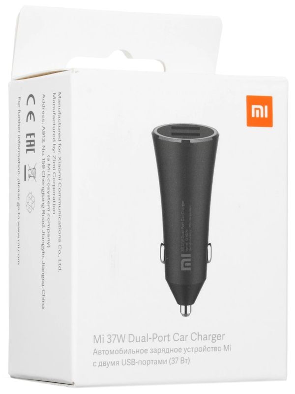 Автомобильная зарядка Xiaomi GDS4147GL 37W+QC3.0 2USB 3А черная