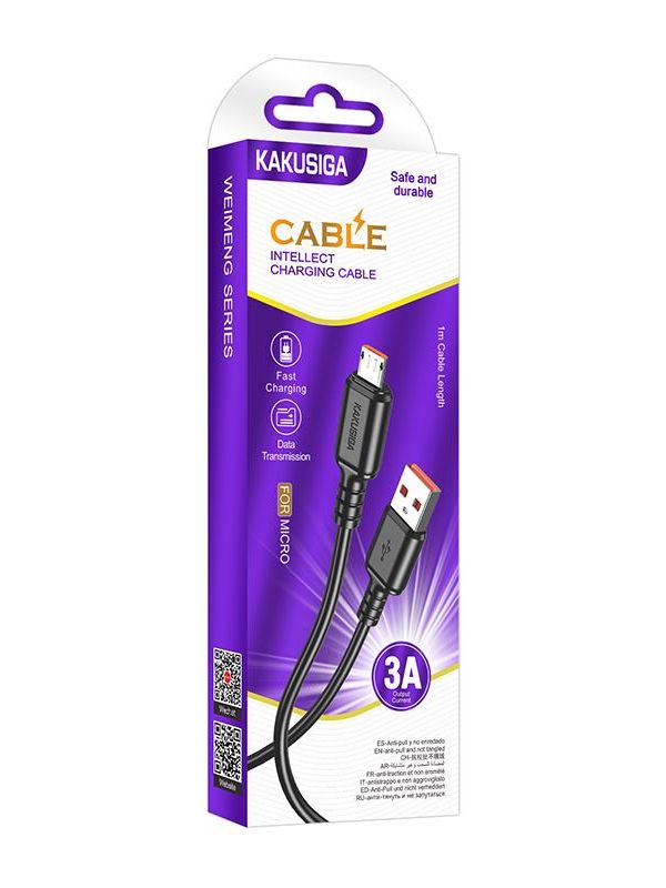 Кабель Kakusiga KSC-982 Micro USB 3A черный 1 м