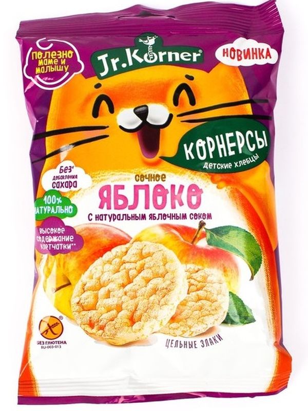 Мини хлебцы Dr.Korner рисовые с Яблочным соком б/г 30г