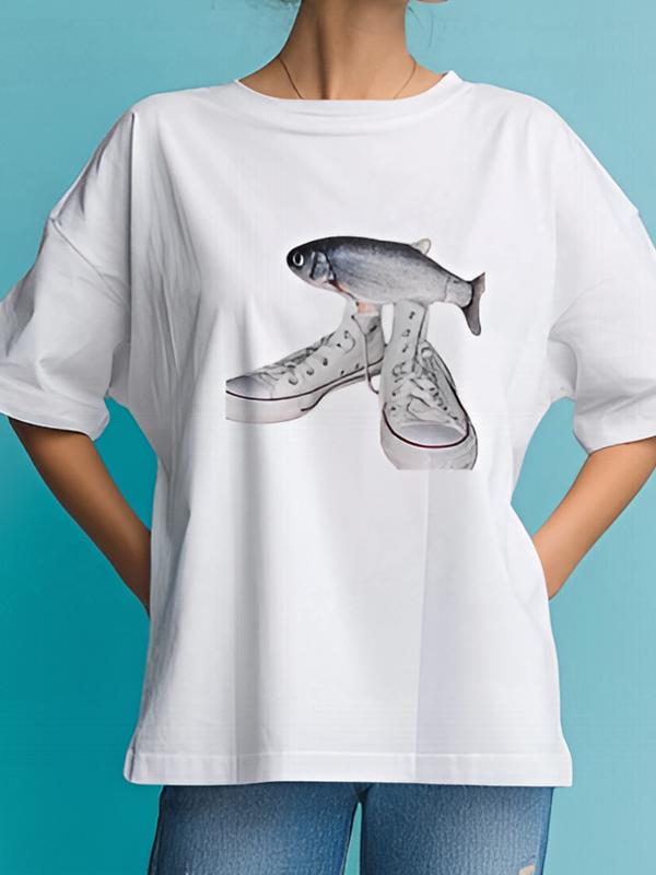 Футболка y2k с принтом  fish in sneakers