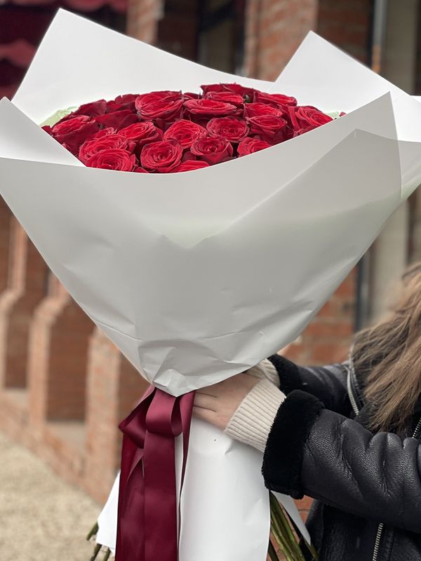 Bouquet of fifty one maroon  roses