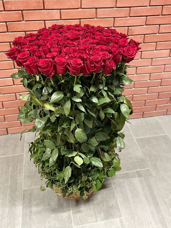 101 roses in a basket