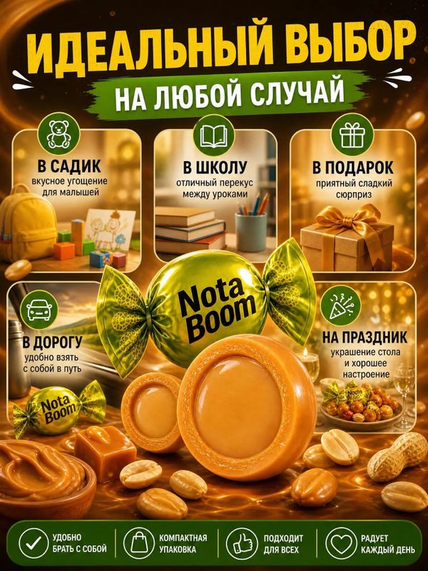 Конфеты с арахисовой начинкой Нота бум, 500гр