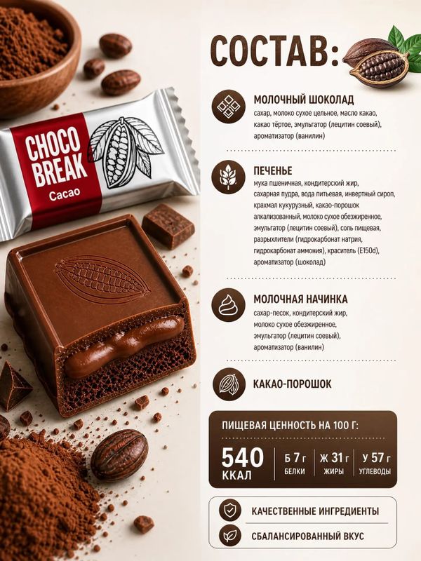 Конфеты со вкусом какао, 500 грамм