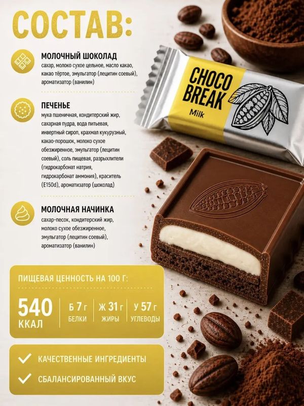 Конфеты шоколадные с печеньем CHOCO BREAK, 2 кг