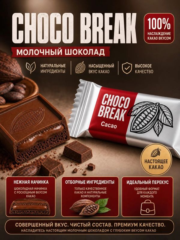 Конфеты со вкусом какао CHOCO BREAK, 1000 грамм