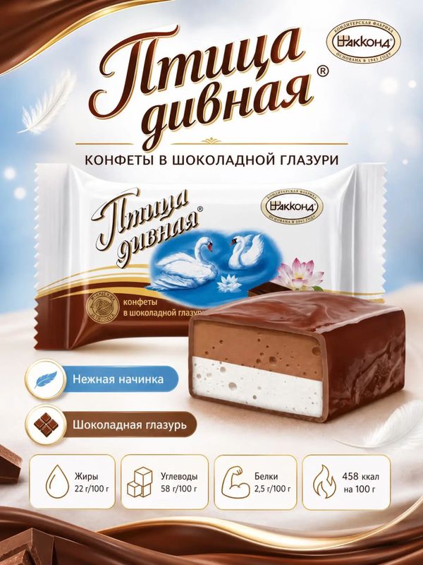 Конфеты Птица дивная сливочно-шоколадное суфле, 500 грамм