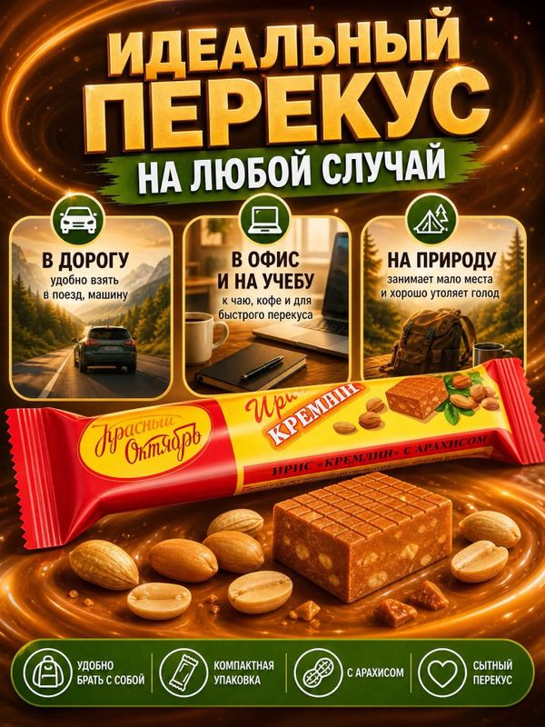 Конфеты ирис КРЕПЫШ с арахисом и сгущенным молоком, 500 грамм