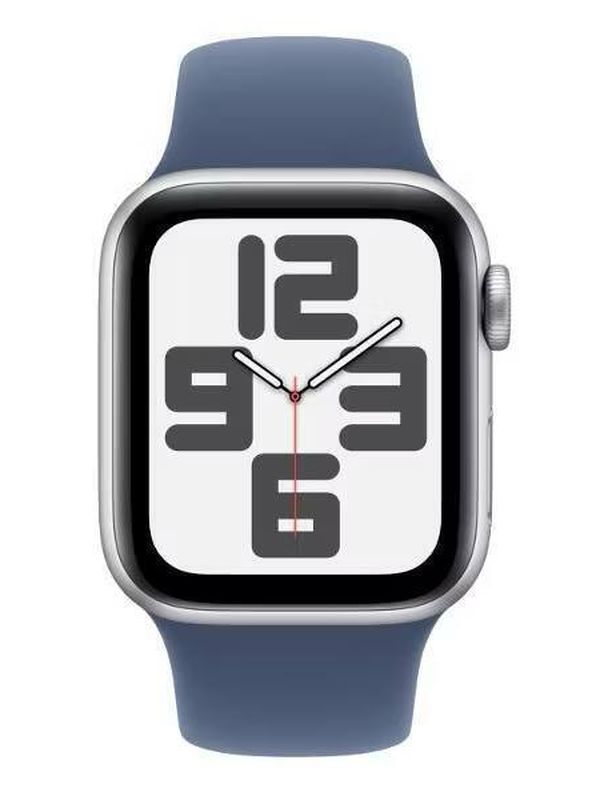 Apple Watch SE 2023 44mm Silver Aluminium Case with Storm Blue Sport Band M/L