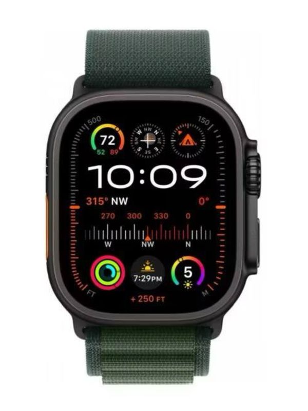 Apple Watch Ultra 2 (2024) 49mm Black Titanium Case with Dark Green Alpine Loop S