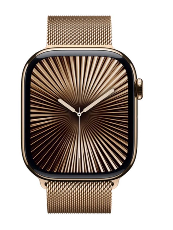 Apple Watch 10 46mm Gold Titanium Case with Milanese Loop S/M, Gold