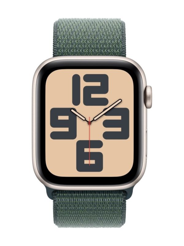 Apple Watch SE 2024 44mm Starlight Aluminum Case with Lake Green Sport Loop