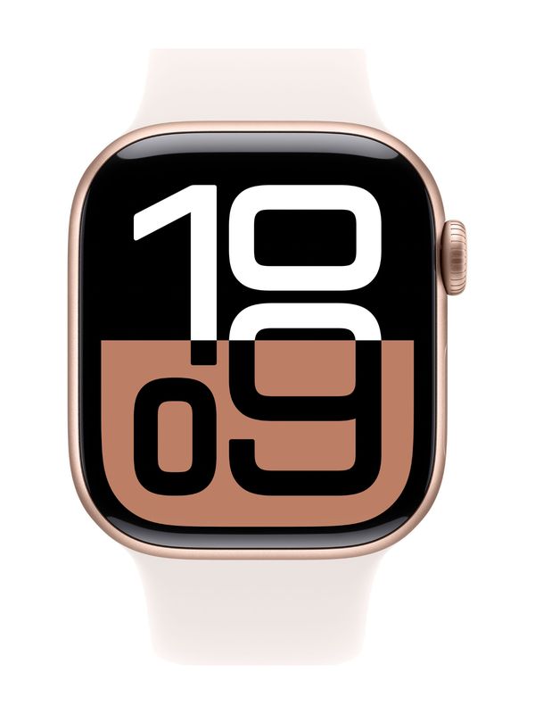 Apple Watch 10 46mm Rose Gold Aluminum Case with Sport Band S/M, Light Blush