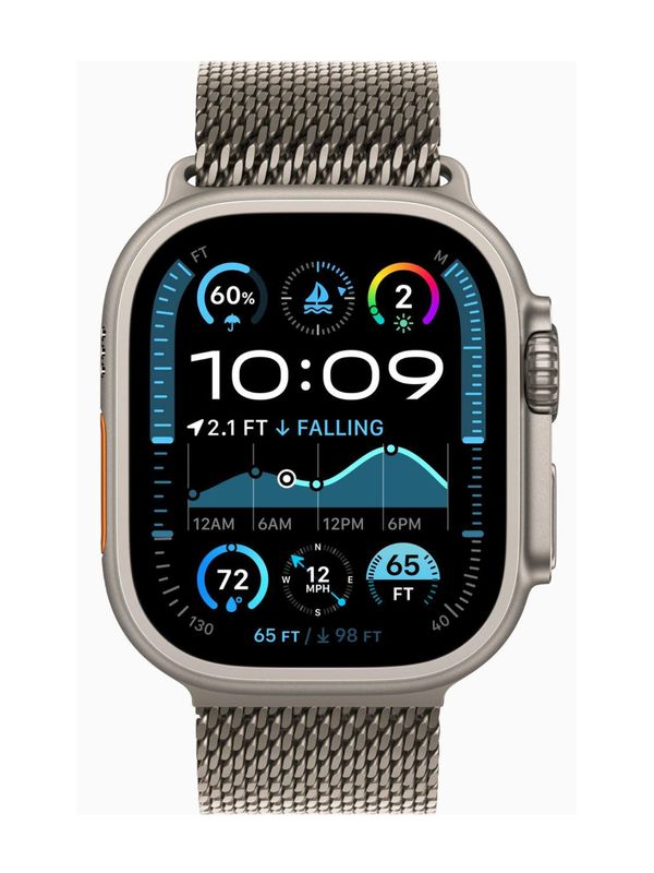 Apple Watch Ultra 2 (2024) 49mm Natural Titanium Case with Natural Titanium Milanese Loop M