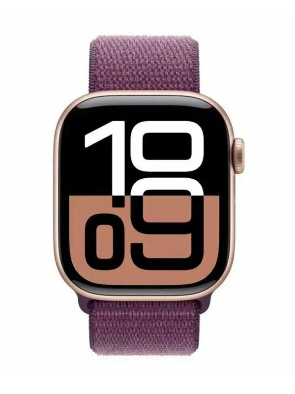 Apple Watch 10 46mm Rose Gold Aluminum Case with Sport Loop, Plum