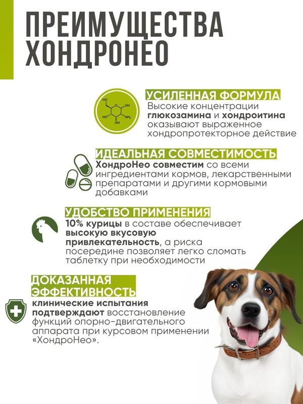Витамины для собак и кошек ХондроНео для суставов и костей 30 таб