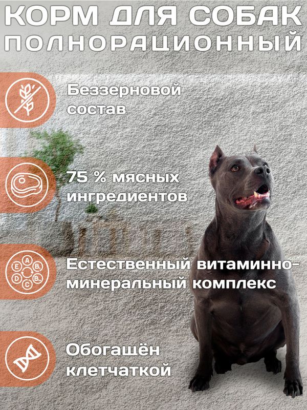 Lucky bits Holistic полнорационный консервированный влажный корм для собак всех пород с индейкой, яблоком и морковью,970г